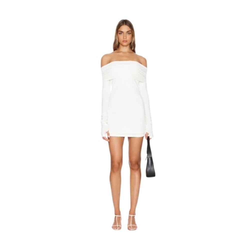 Lioness Porcelain Isadora Off-Shoulder Mini Dress Size Medium NWT
